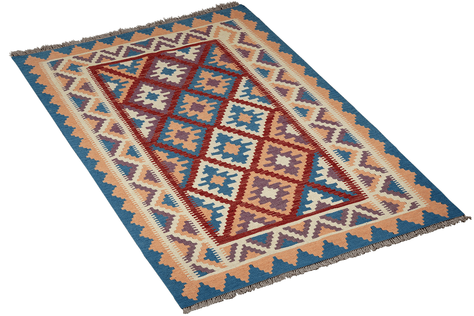 Kelim Gashgai — Handmade, 123x178 cm, Red, 100% Virgin Wool | View 4