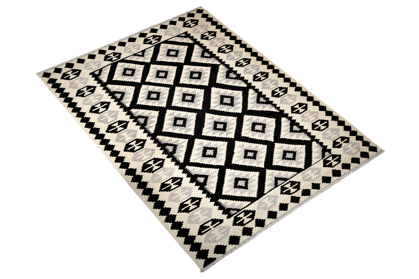 Kelim Gashgai — Handmade, 172x243 cm, Black, 100% Virgin Wool | View 4