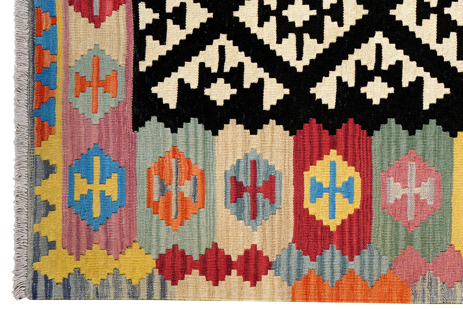 Kelim Gashgai — Handmade, 166x202 cm, Black, 100% Virgin Wool | View 3