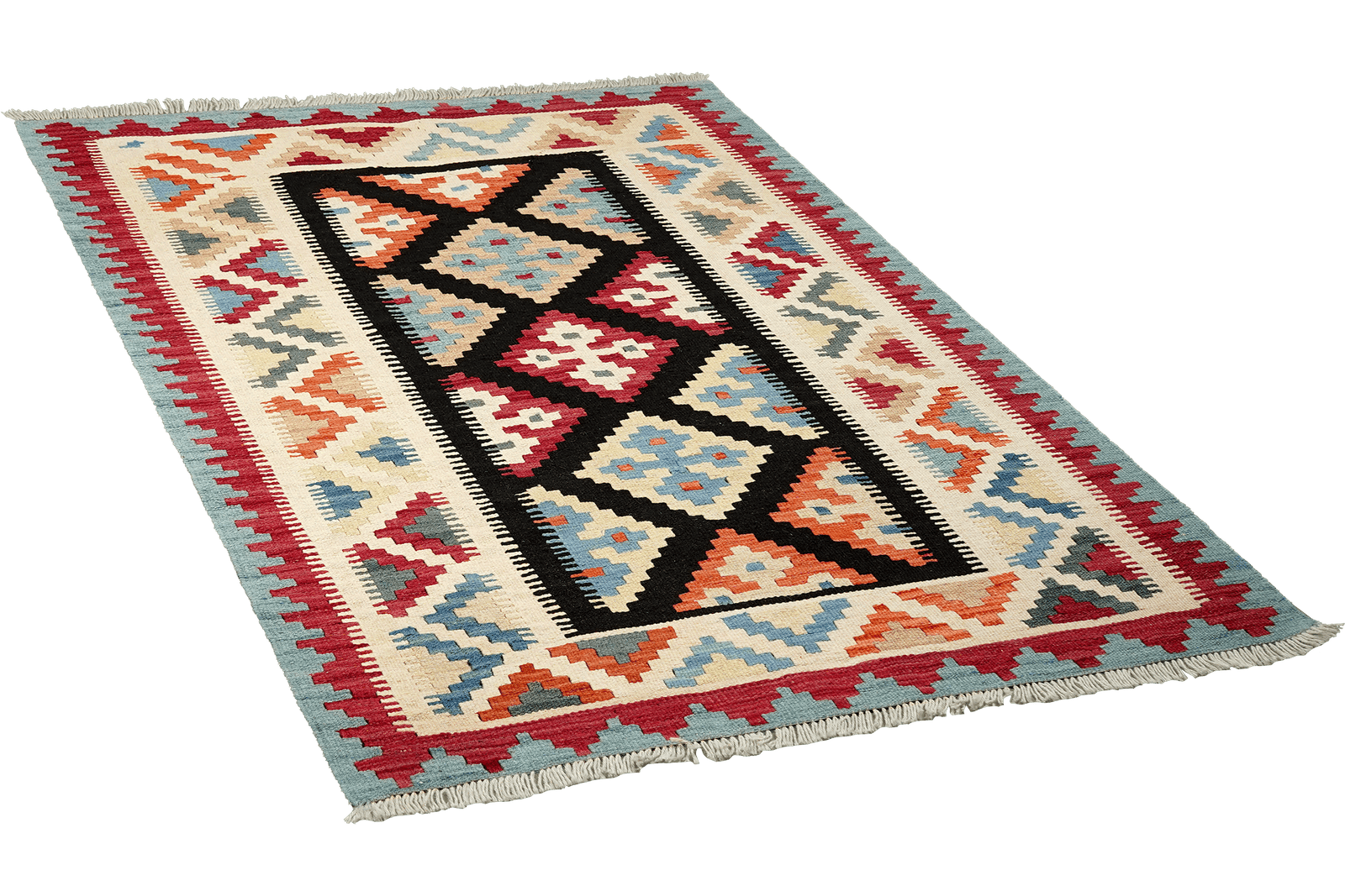 Kelim Gashgai — Handmade, 103x146 cm, Black, 100% Virgin Wool | View 4