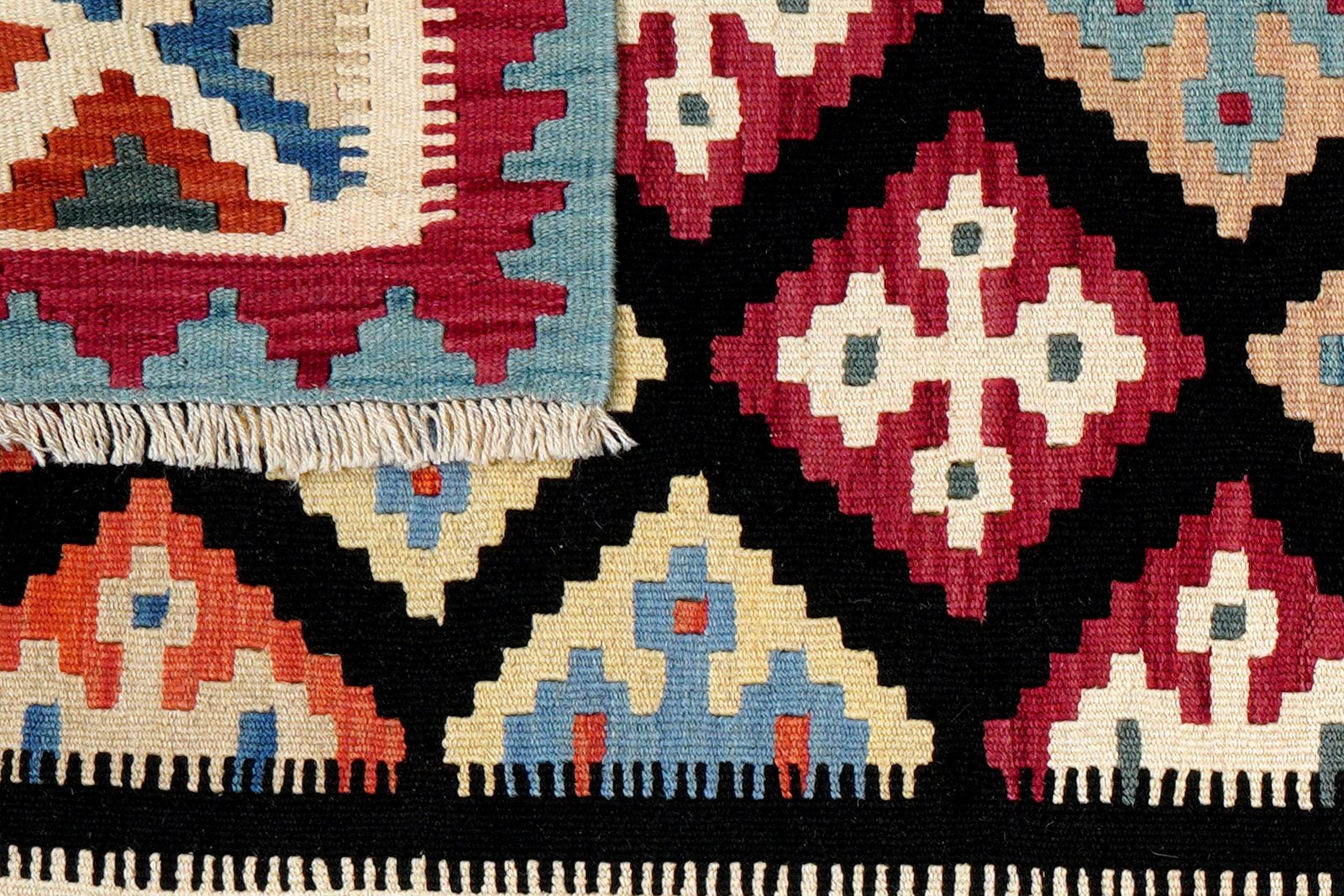 Kelim Gashgai — Handmade, 103x146 cm, Black, 100% Virgin Wool | View 6
