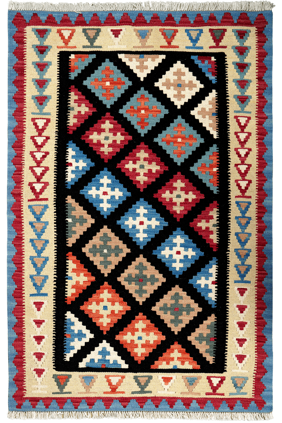 Kelim Gashgai — Handmade, 101x154 cm, Black, 100% Virgin Wool | Main view