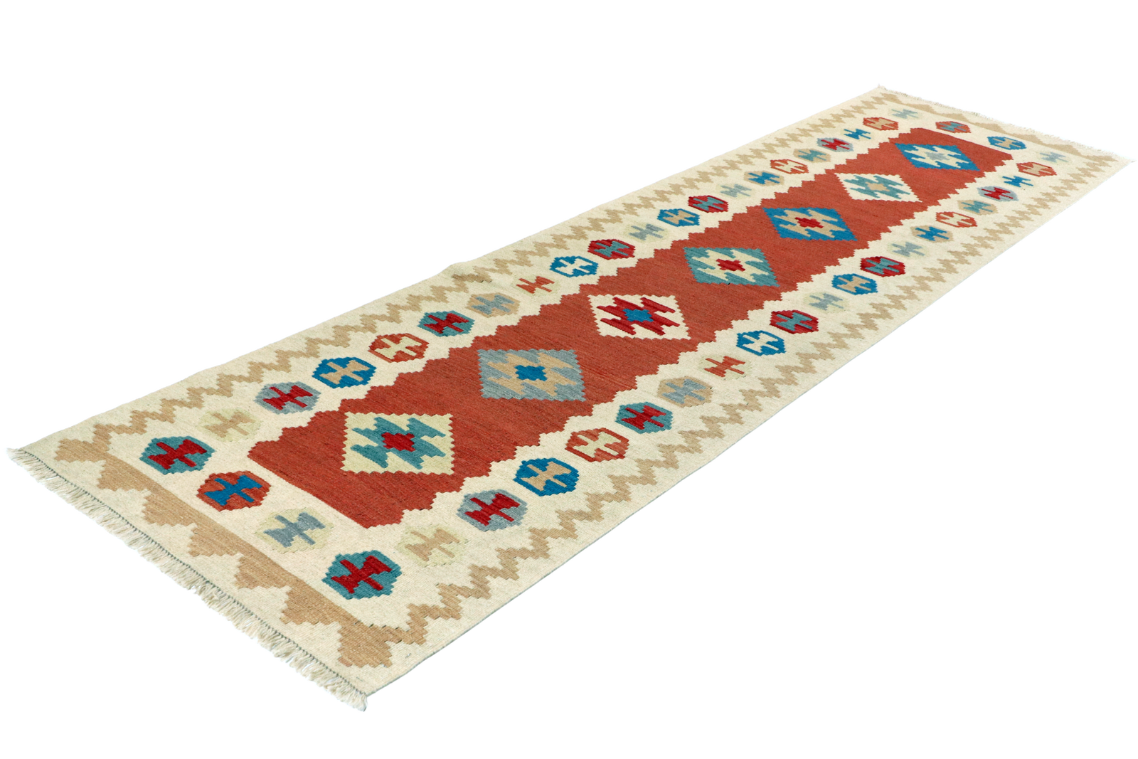 Kelim Gashgai — Handgefertigt, 297x83 cm, Beige, 100% Virgin Wool | View 7