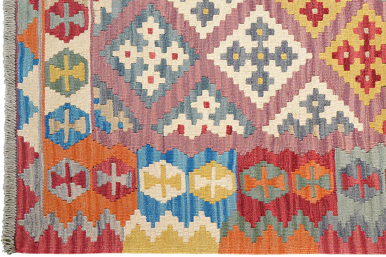 Kelim Gashgai — Handmade, 127x174 cm, Pink, 100% Virgin Wool | View 3