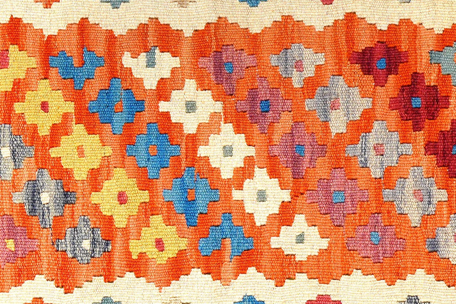 Kelim Gashgai — Handmade, 79x289 cm, Orange, 100% Virgin Wool | View 5
