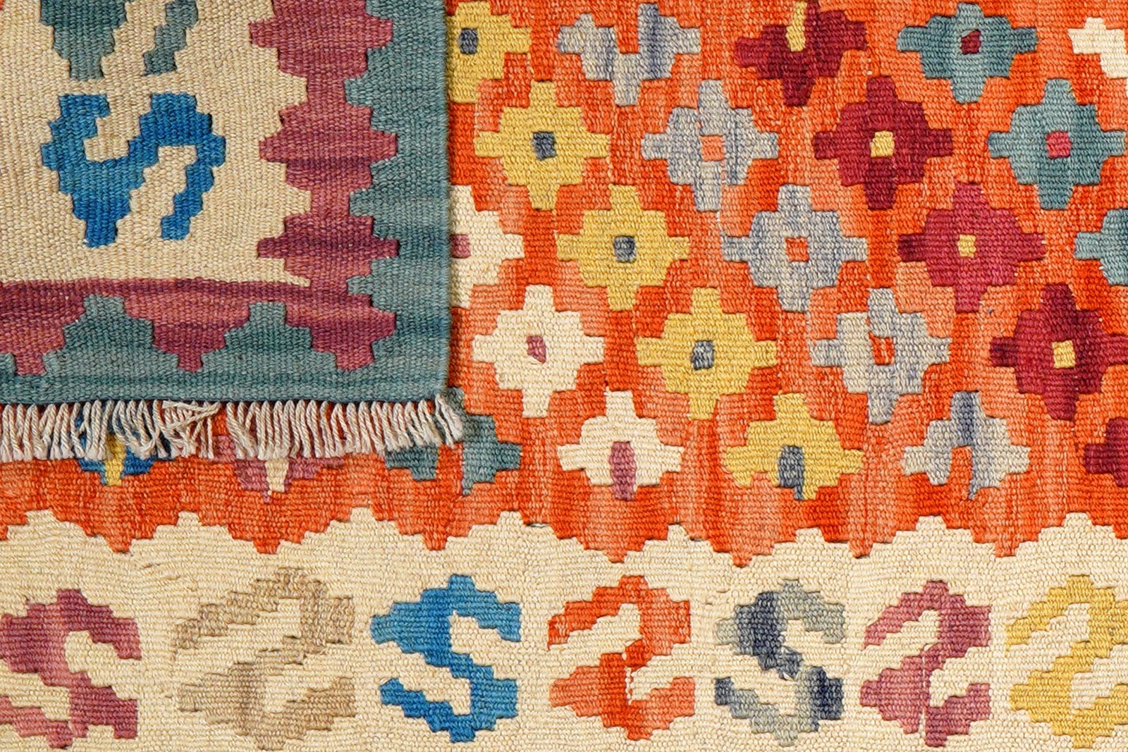 Kelim Gashgai — Handmade, 79x289 cm, Orange, 100% Virgin Wool | View 6