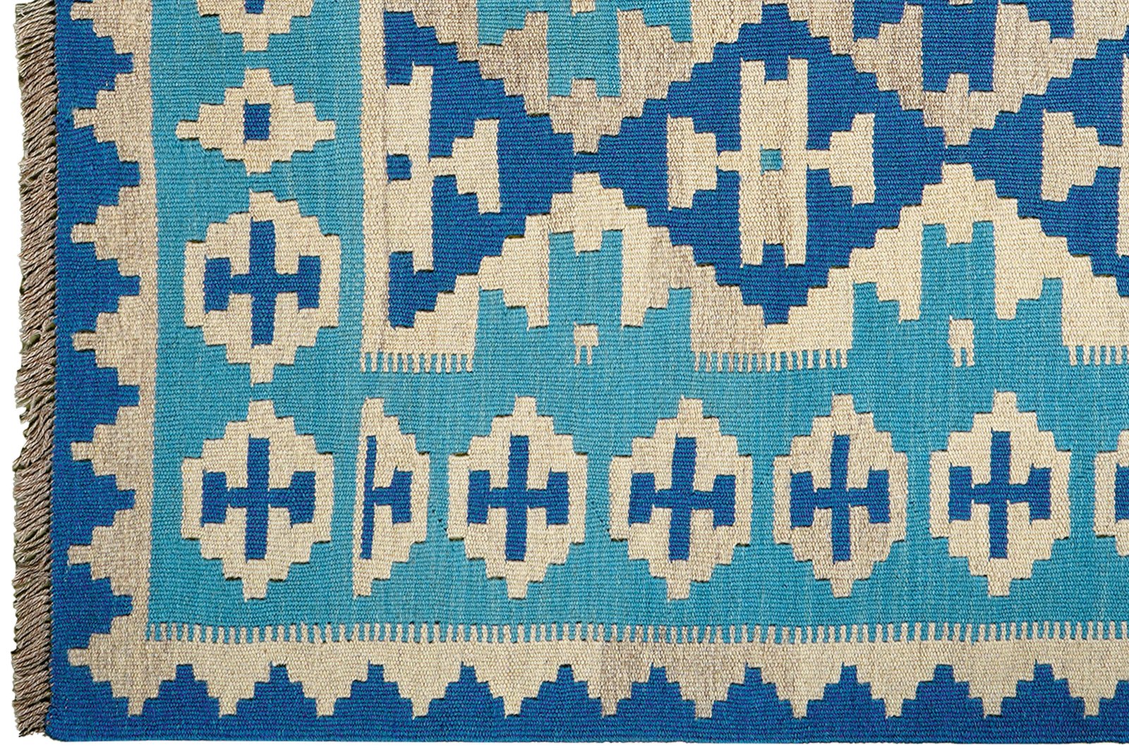 Kelim Gashgai — Handmade, 120x176 cm, Blue, 100% Virgin Wool | View 3