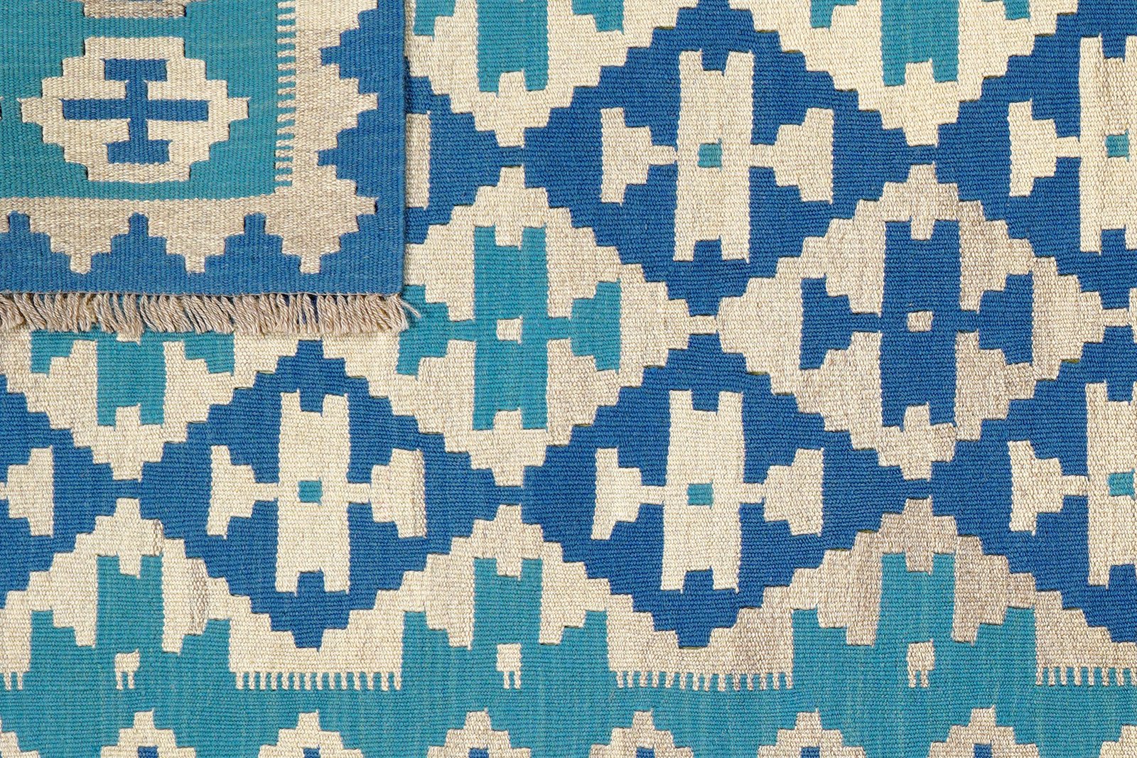 Kelim Gashgai — Handmade, 120x176 cm, Blue, 100% Virgin Wool | View 6
