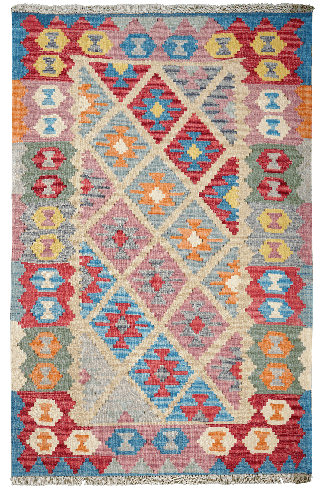 Kelim Gashgai — Handmade, 122x189 cm, Beige, 100% Virgin Wool | Main view
