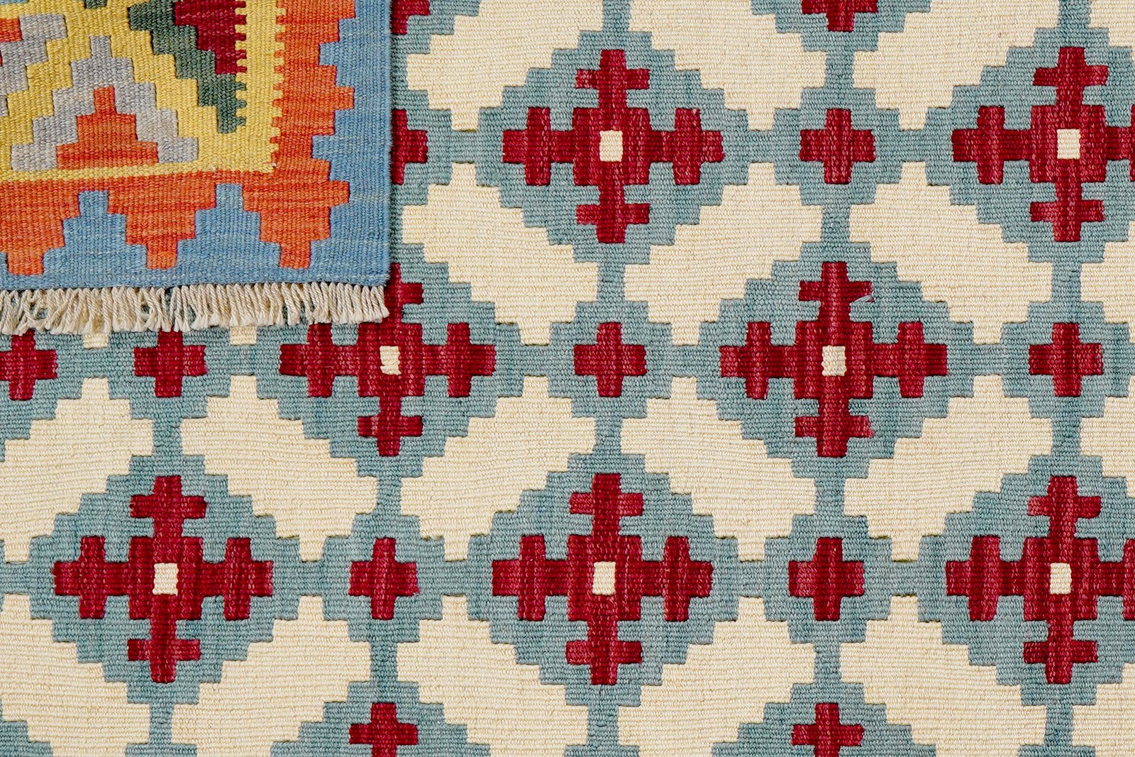 Kelim Gashgai — Handmade, 129x180 cm, Blue, 100% Virgin Wool | View 6