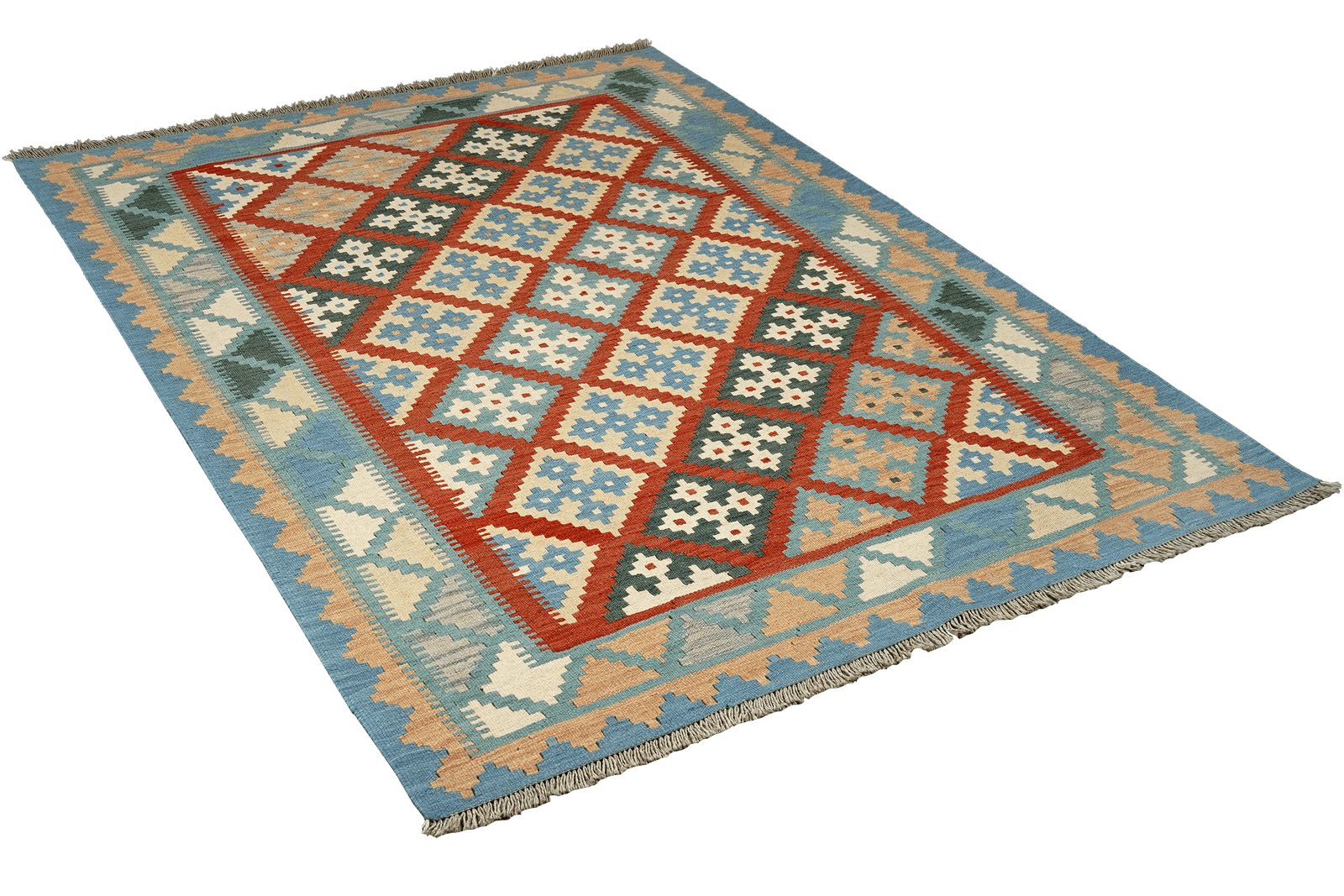 Kelim Gashgai — Handmade, 153x209 cm, Red, 100% Virgin Wool | View 4