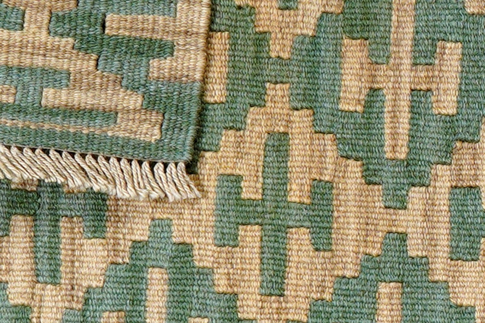 Kelim Gashgai — Handmade, 43x68 cm, Green, 100% Virgin Wool | View 6