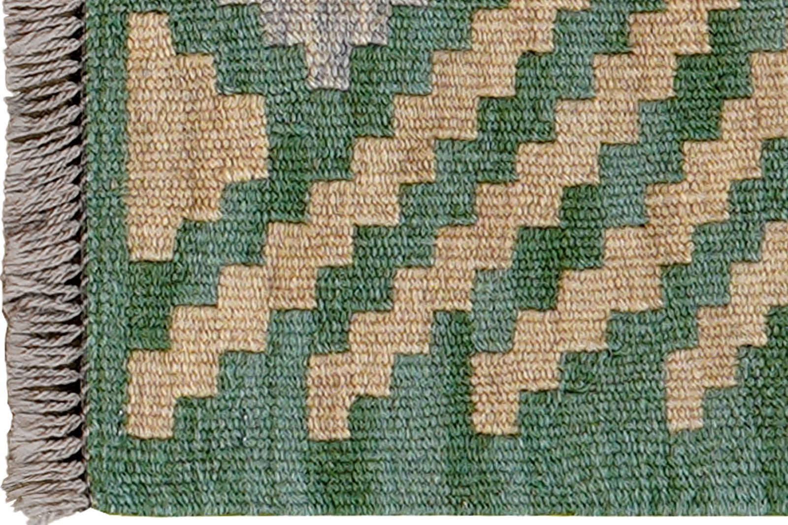 Kelim Gashgai — Handmade, 42x60 cm, Green, 100% Virgin Wool | View 3
