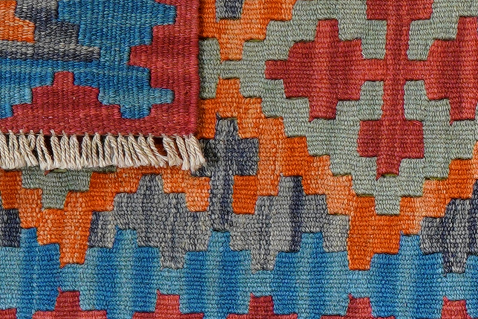 Kelim Gashgai — Handmade, 44x64 cm, Blue, 100% Virgin Wool | View 6