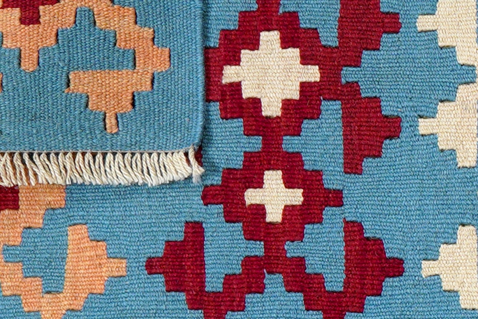 Kelim Gashgai — Handmade, 43x65 cm, Blue, 100% Virgin Wool | View 6