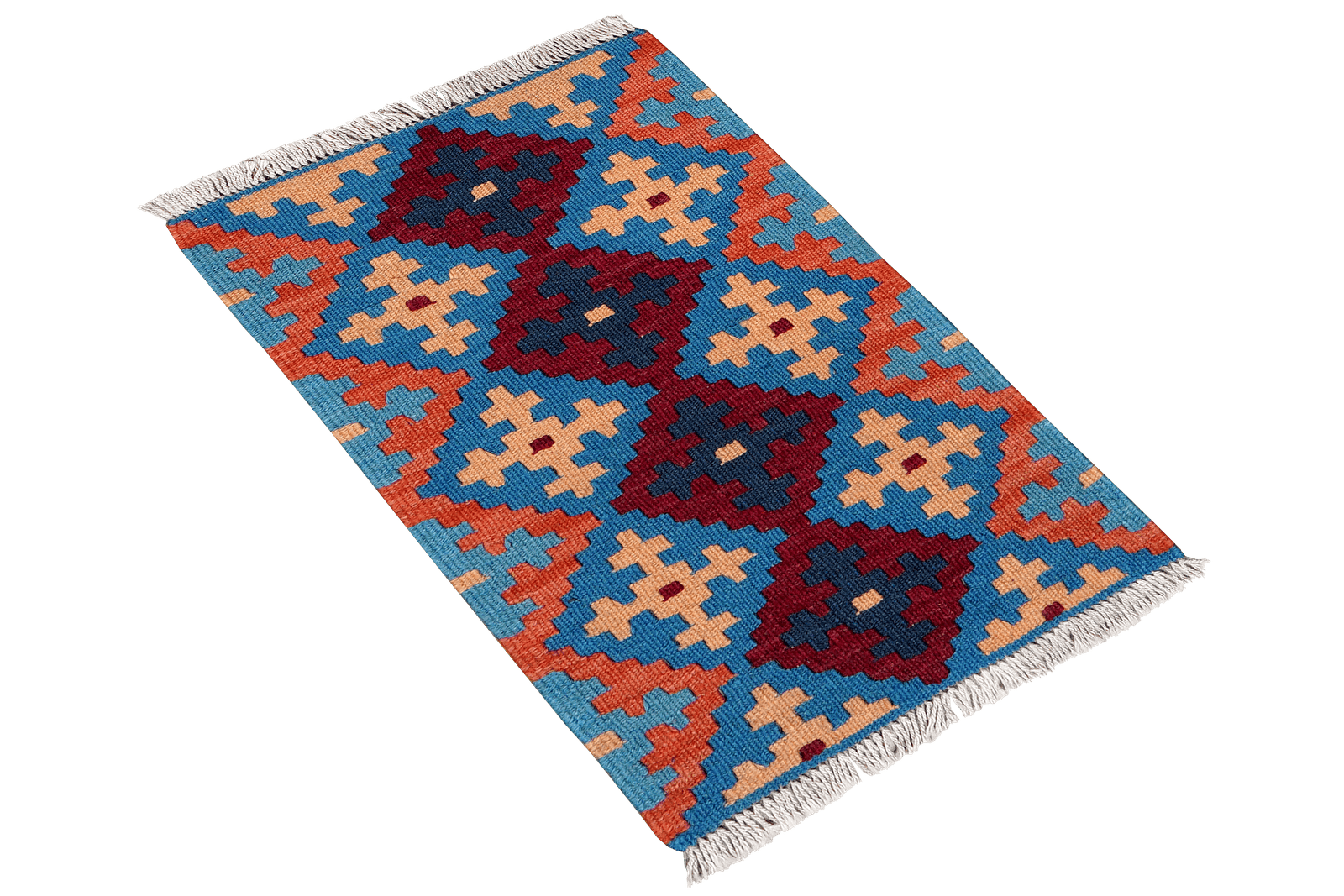 Kelim Gashgai — Handmade, 42x63 cm, Blue, 100% Virgin Wool | View 4