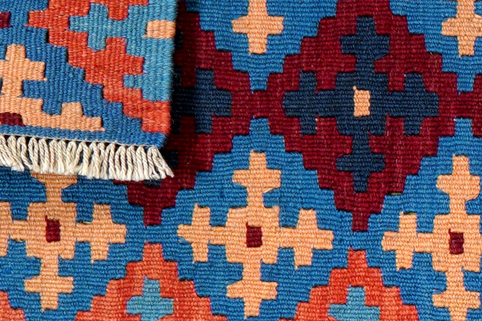 Kelim Gashgai — Handmade, 42x63 cm, Blue, 100% Virgin Wool | View 6