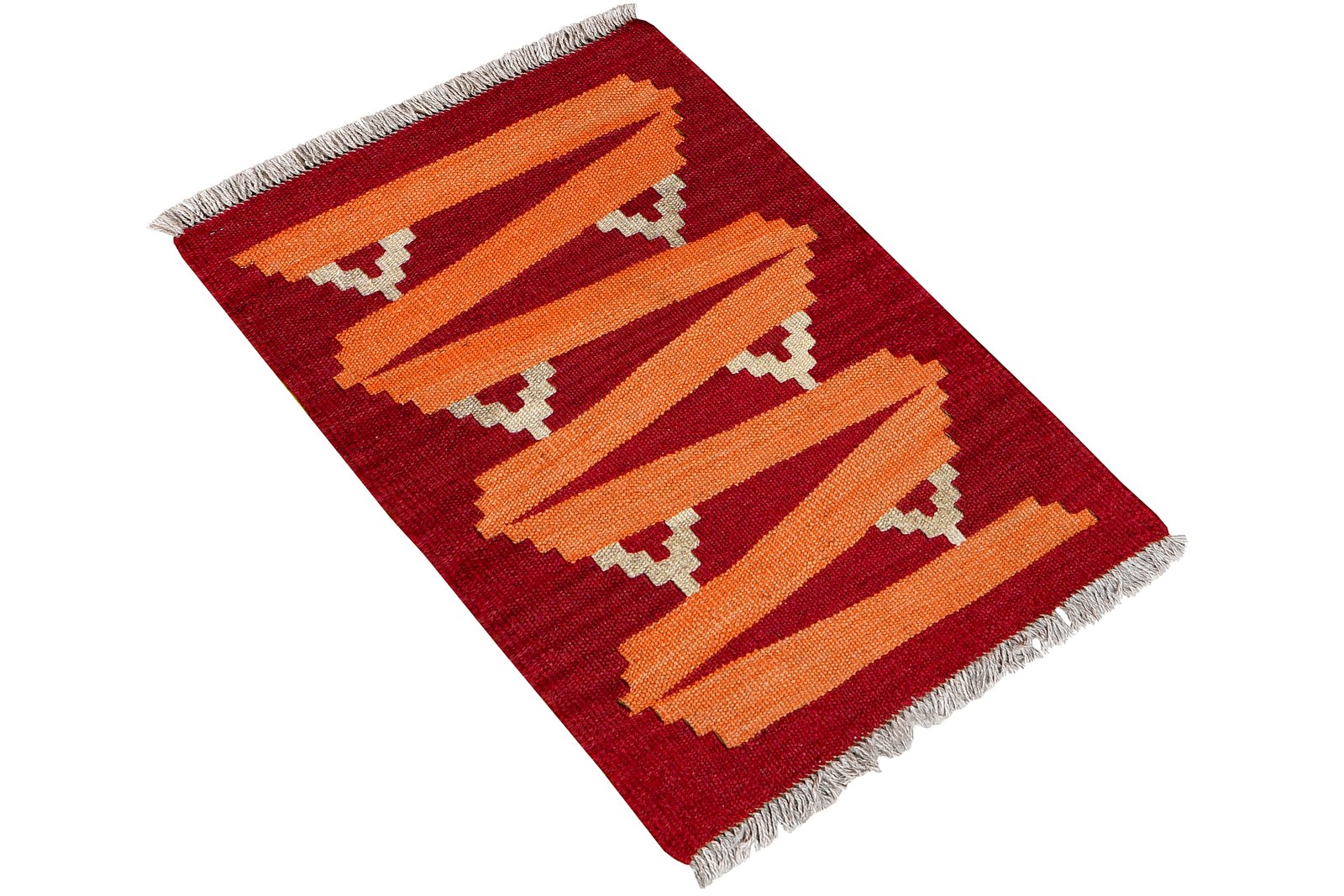 Kelim Gashgai — Handmade, 42x62 cm, Orange, 100% Virgin Wool | View 4