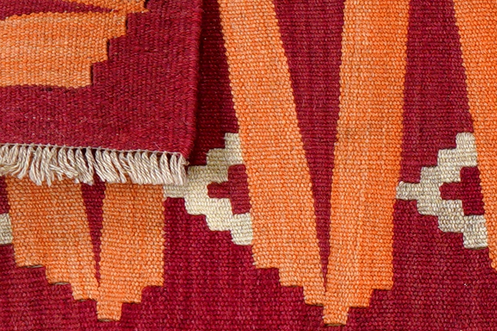 Kelim Gashgai — Handmade, 42x62 cm, Orange, 100% Virgin Wool | View 6