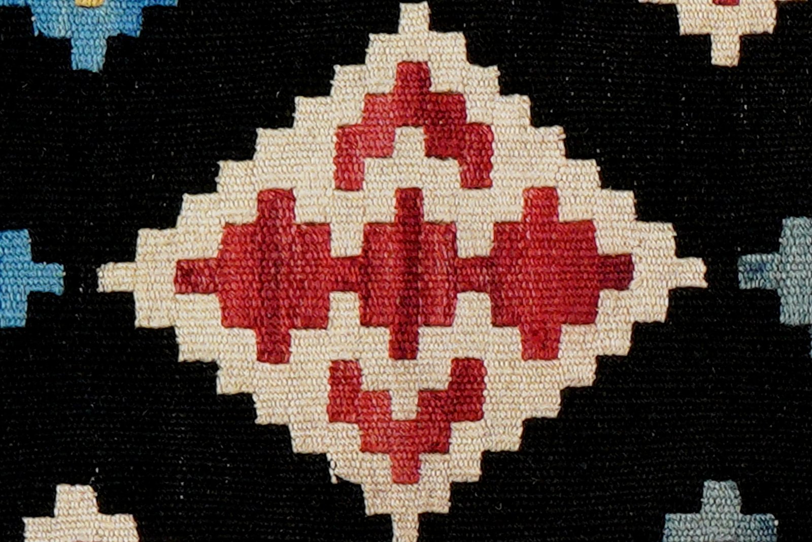 Kelim Gashgai — Handmade, 42x60 cm, Black, 100% Virgin Wool | View 5