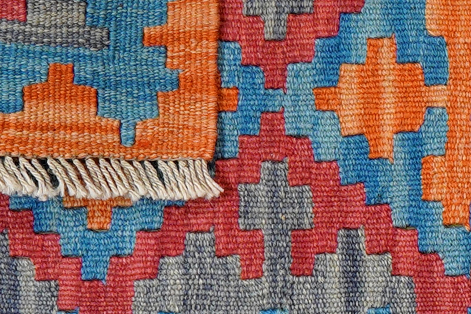 Kelim Gashgai — Handmade, 45x60 cm, Blue, 100% Virgin Wool | View 6
