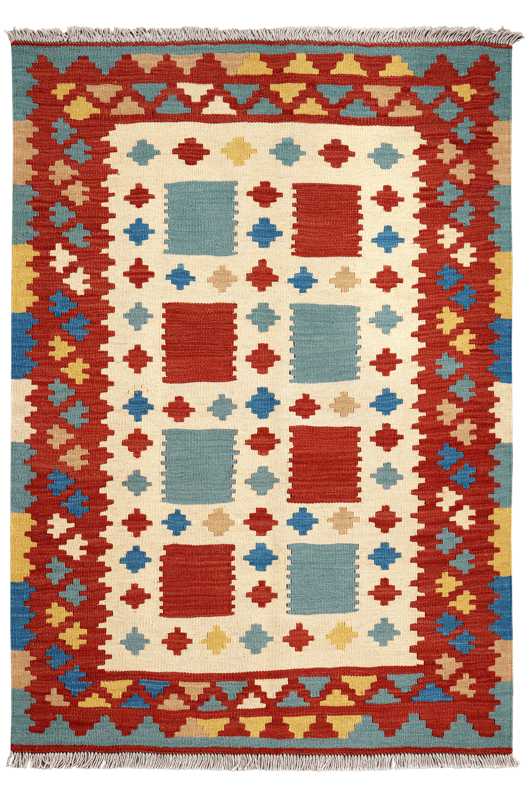 Kelim Gashgai — Handmade, 107x152 cm, Beige, 100% Virgin Wool | Main view