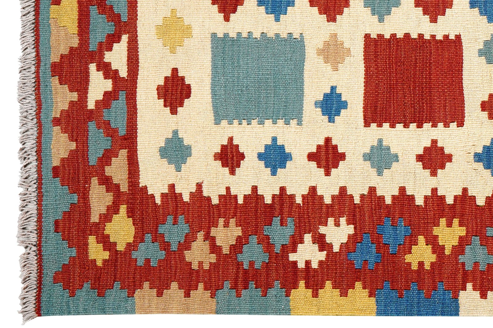 Kelim Gashgai — Handmade, 107x152 cm, Beige, 100% Virgin Wool | View 3