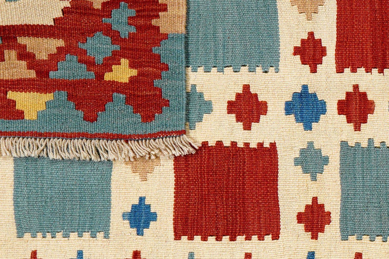 Kelim Gashgai — Handmade, 107x152 cm, Beige, 100% Virgin Wool | View 6