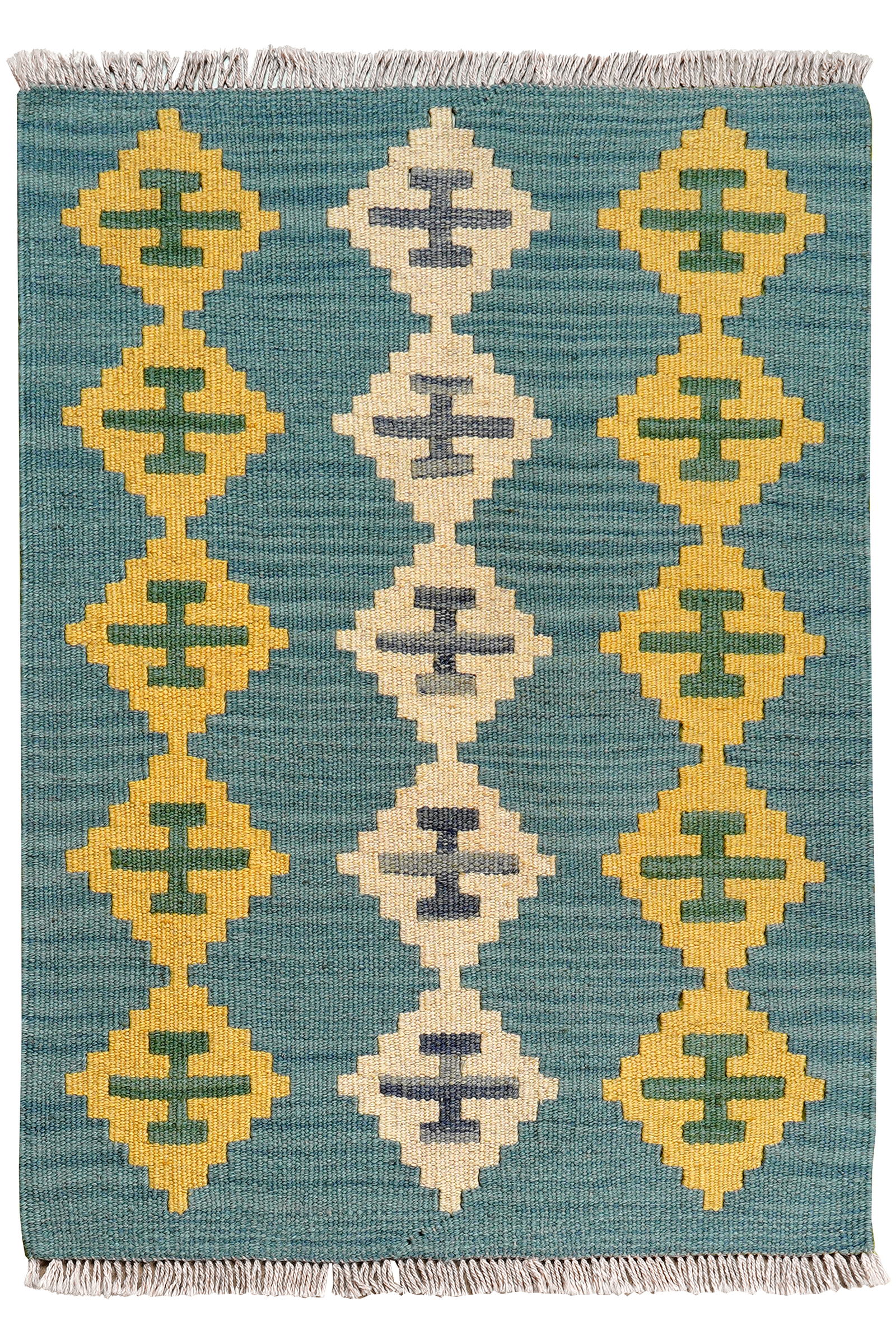 Kelim Gashgai — Handgefertigt, 88x63 cm, Blau, 100% Virgin Wool | Main view