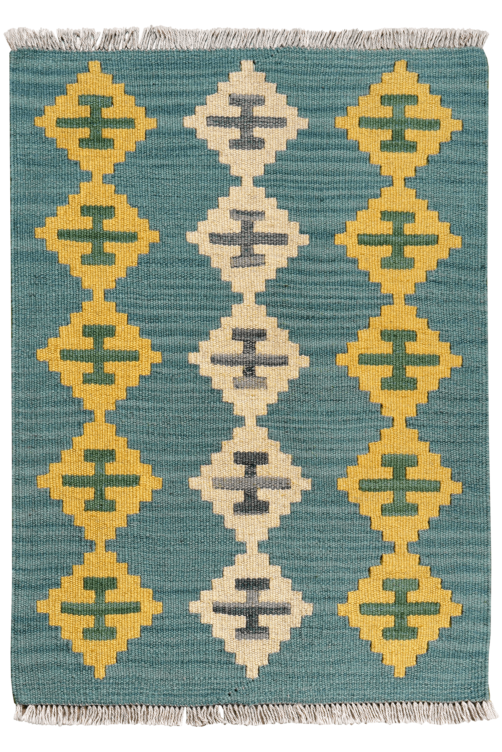 Kelim Gashgai — Handmade, 63x88 cm, Blue, 100% Virgin Wool | Main view