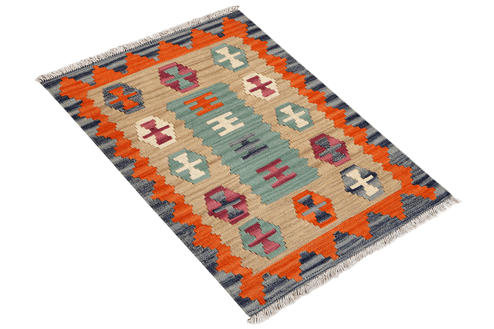 Kelim Gashgai — Handmade, 64x91 cm, Beige, 100% Virgin Wool | View 4