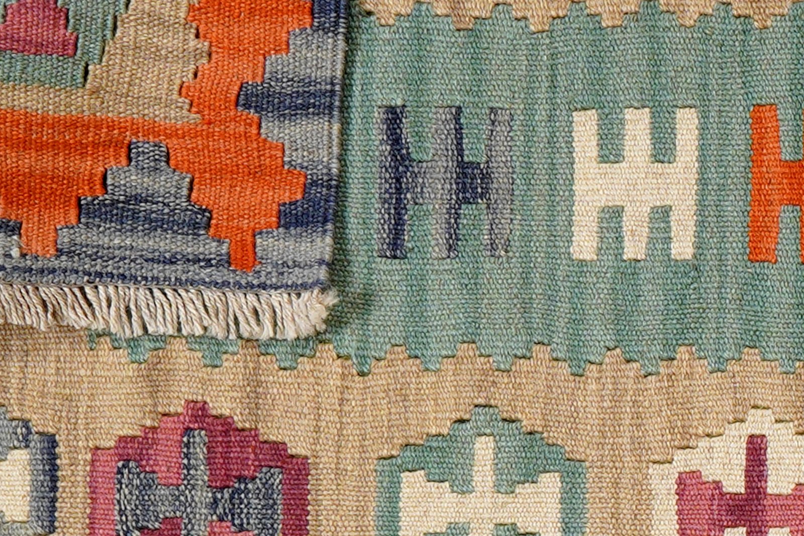 Kelim Gashgai — Handmade, 64x91 cm, Beige, 100% Virgin Wool | View 6