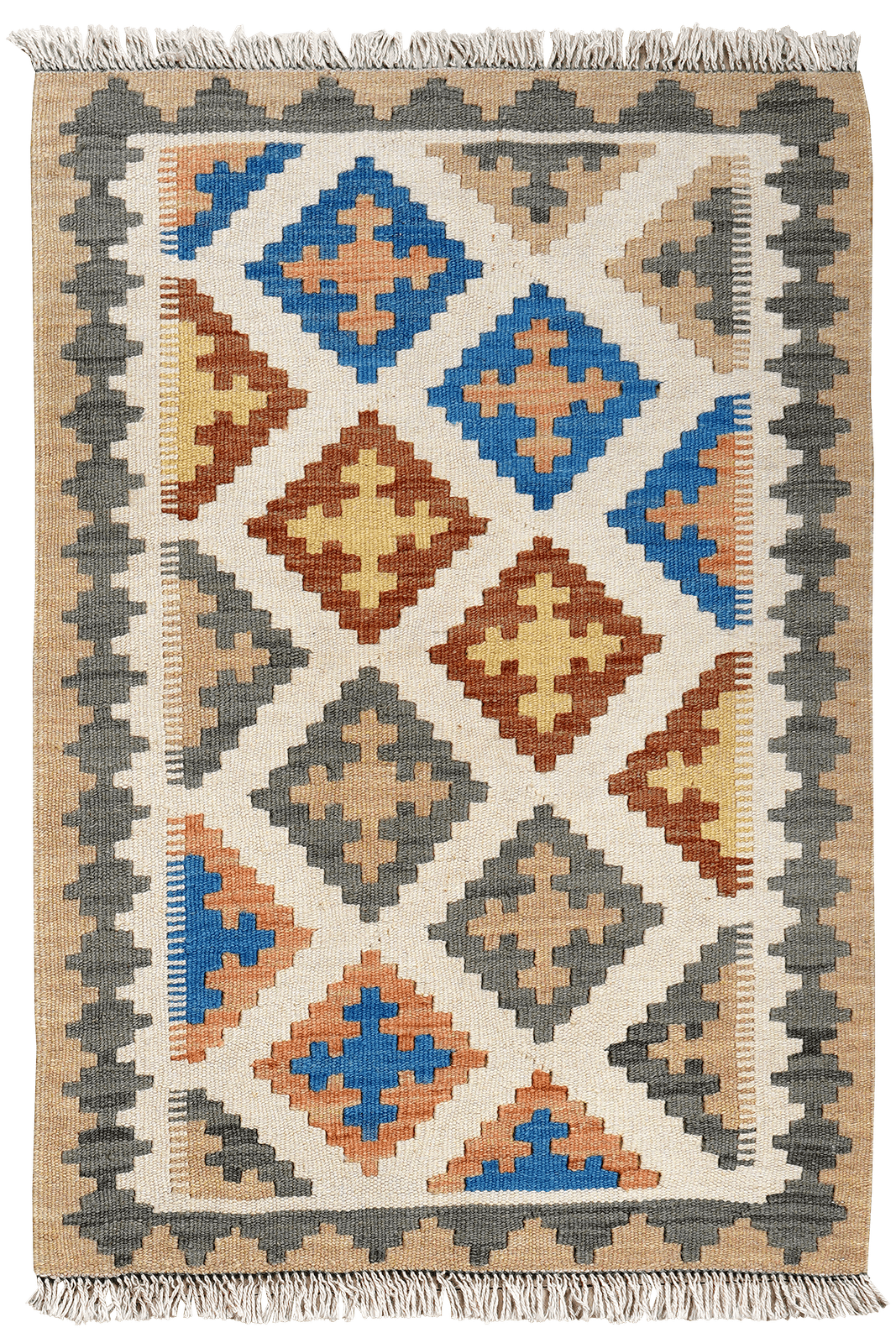 Kelim Gashgai — Handmade, 63x91 cm, Beige, 100% Virgin Wool | Main view