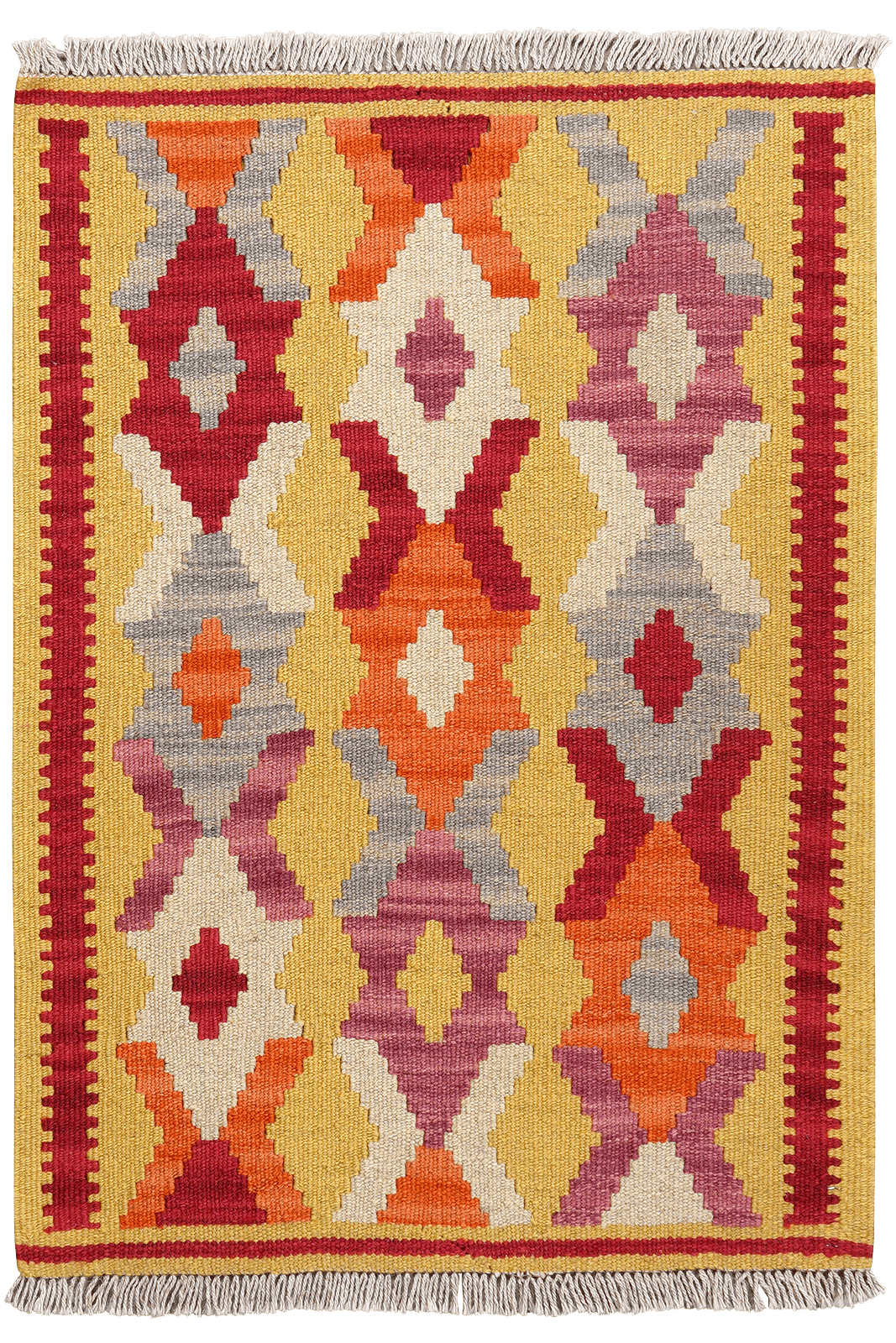Kelim Gashgai — Handmade, 64x88 cm, Yellow, 100% Virgin Wool | Main view