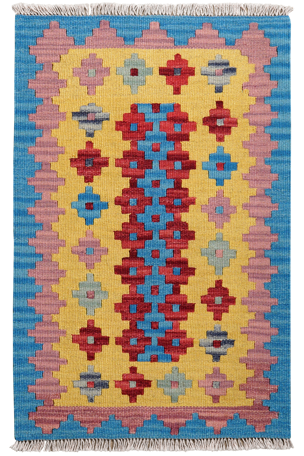 Kelim Gashgai — Handmade, 62x96 cm, Yellow, 100% Virgin Wool | Main view