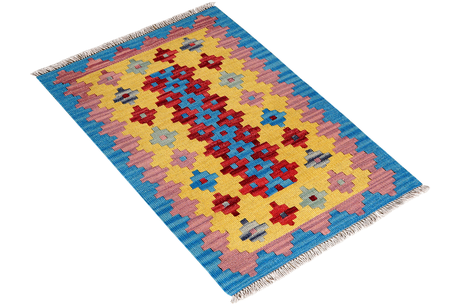 Kelim Gashgai — Handmade, 62x96 cm, Yellow, 100% Virgin Wool | View 4