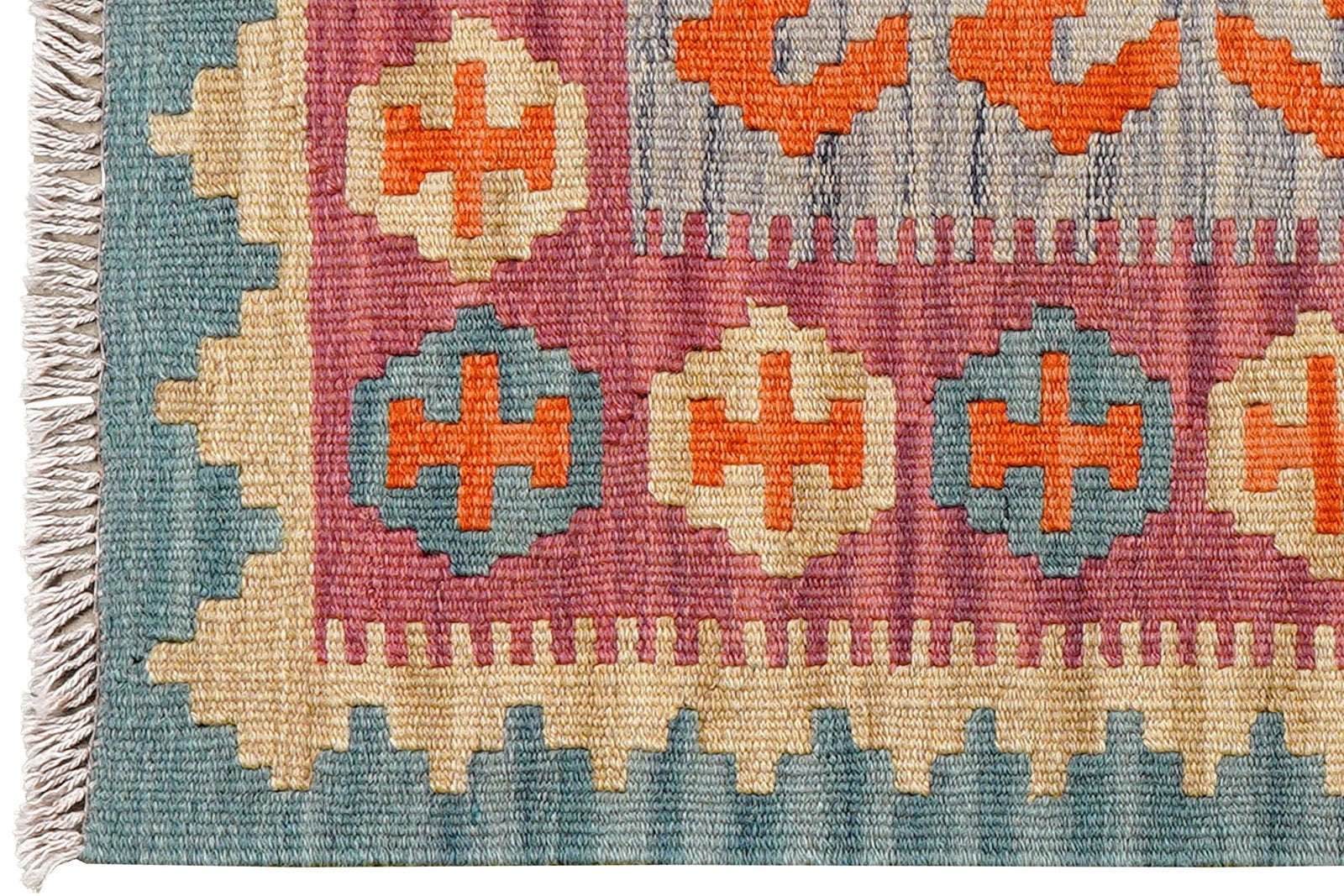 Kelim Gashgai — Handgefertigt, 90x65 cm, Beige, 100% Virgin Wool | View 4