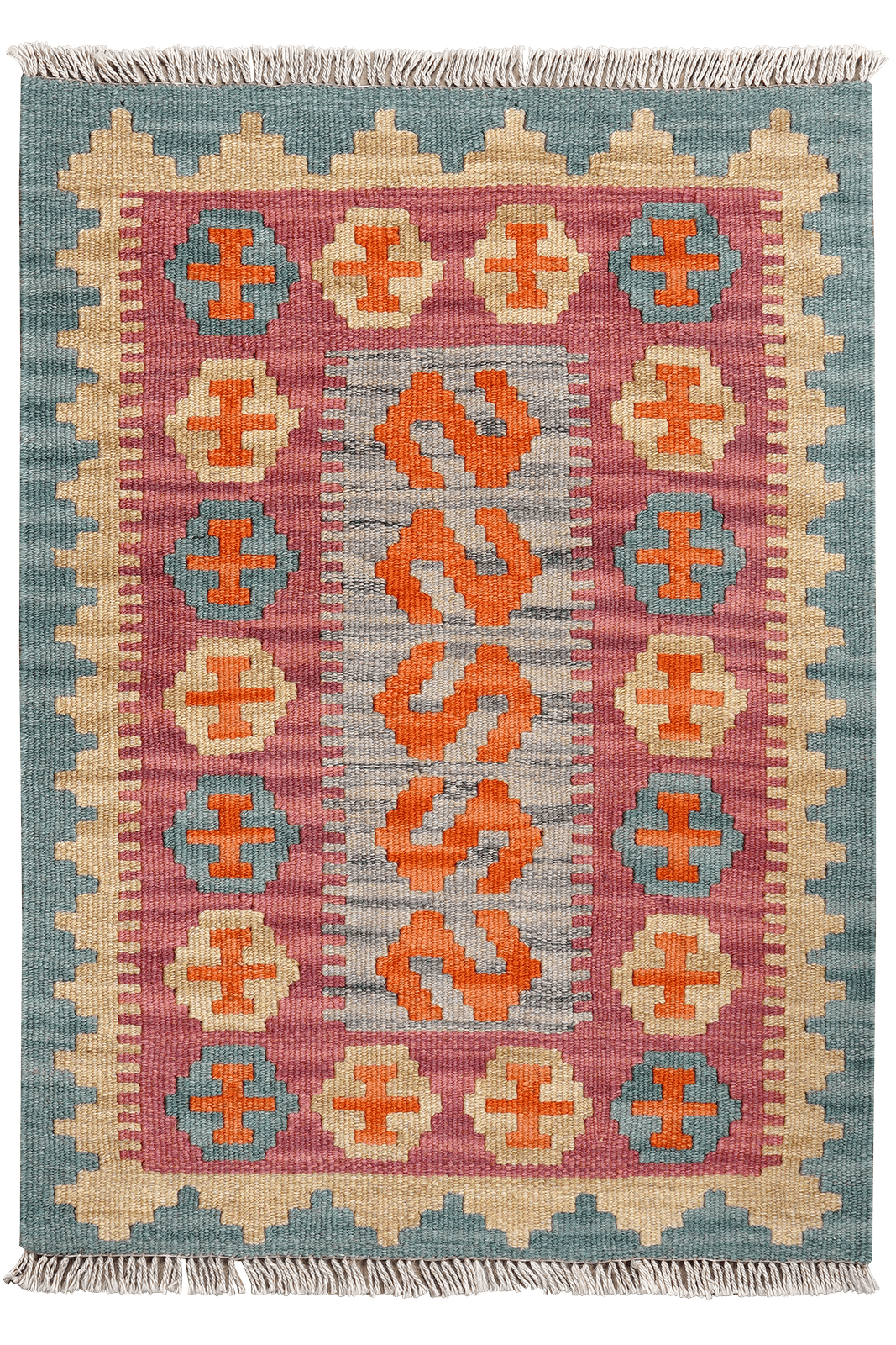 Kelim Gashgai — Handmade, 65x90 cm, Pink, 100% Virgin Wool | Main view