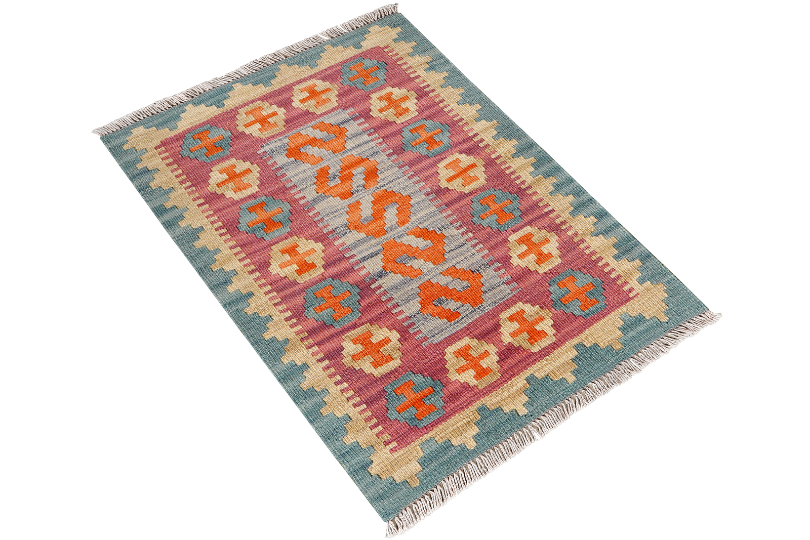 Kelim Gashgai — Handgefertigt, 90x65 cm, Beige, 100% Virgin Wool | View 5