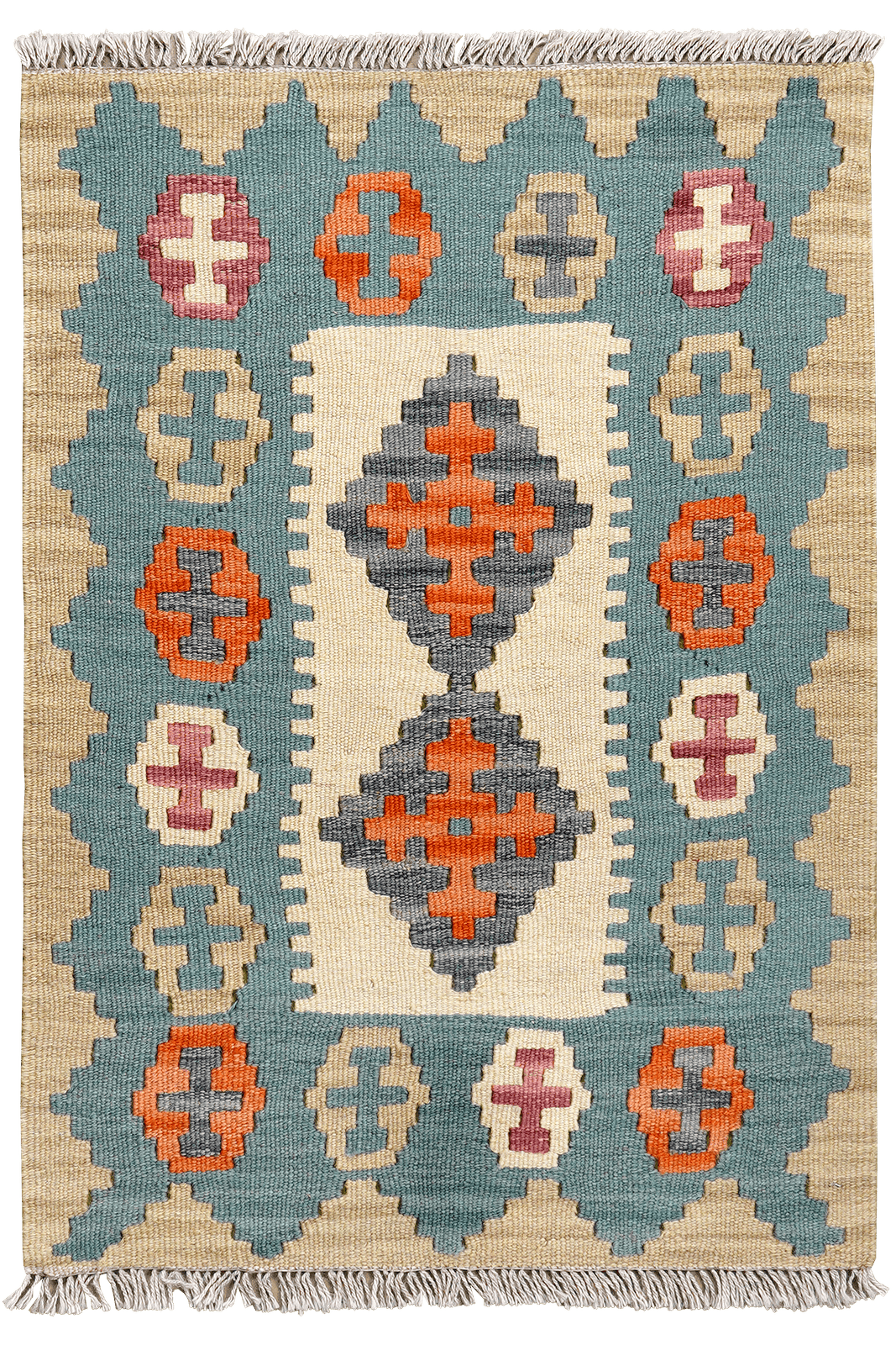 Kelim Gashgai — Handmade, 62x90 cm, Blue, 100% Virgin Wool | Main view
