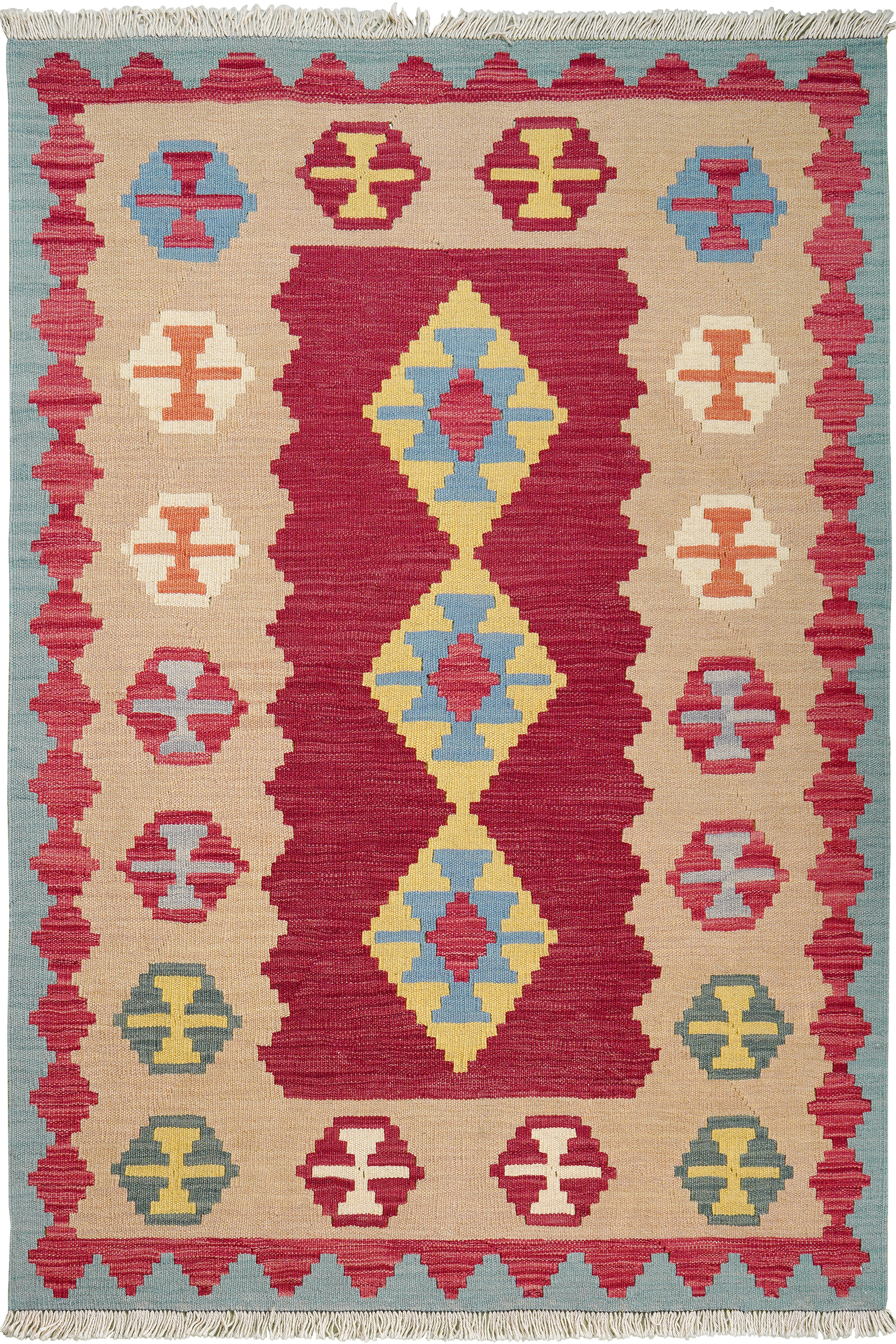 Kelim Gashgai — Handgefertigt, 164x109 cm, Beige, 100% Virgin Wool | Main view