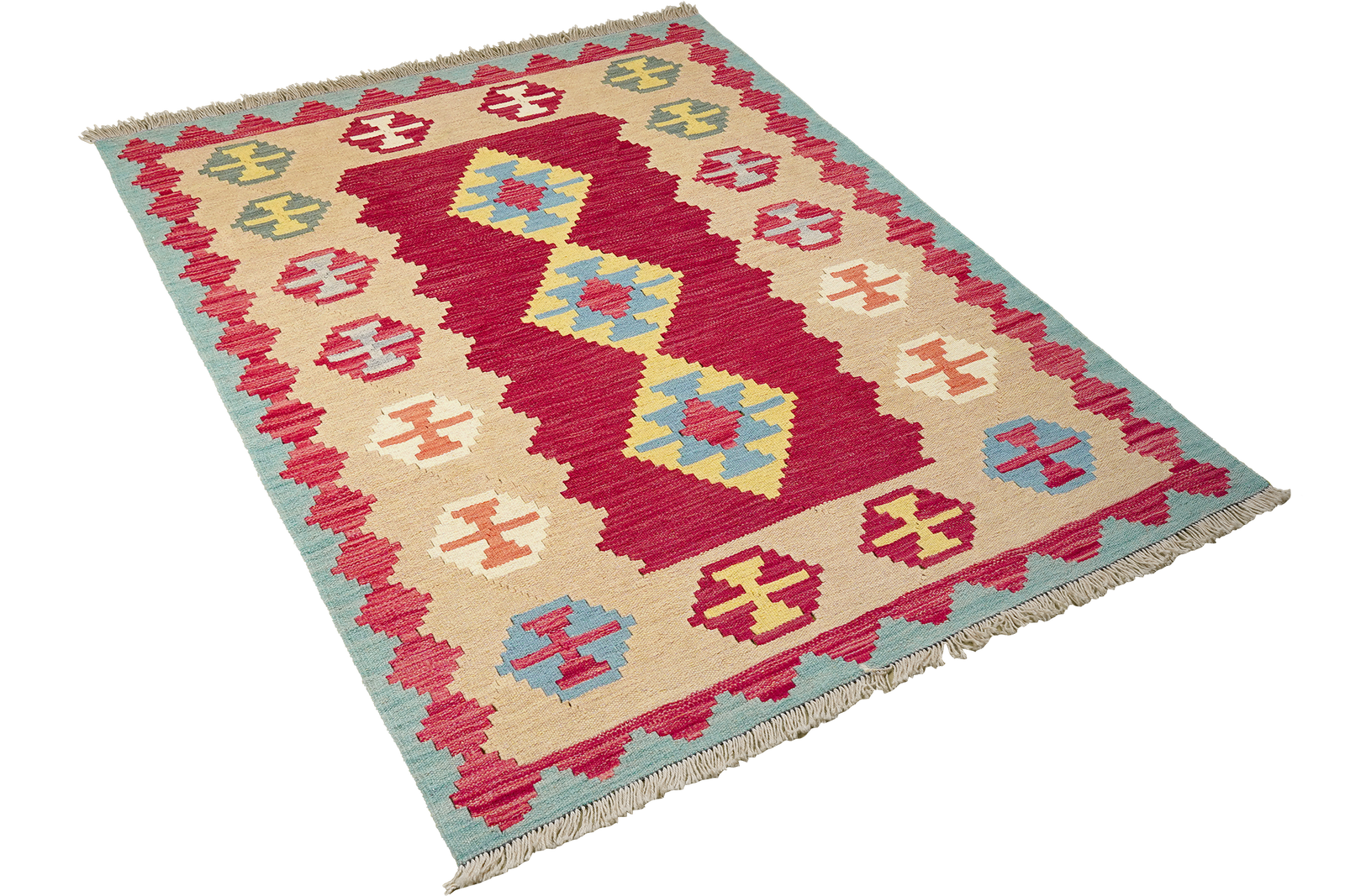 Kelim Gashgai — Handgefertigt, 164x109 cm, Beige, 100% Virgin Wool | View 5