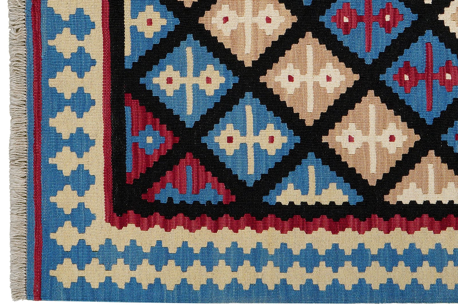 Kelim Gashgai — Handmade, 105x148 cm, Black, 100% Virgin Wool | View 3
