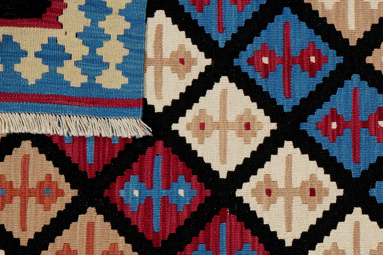 Kelim Gashgai — Handmade, 105x148 cm, Black, 100% Virgin Wool | View 6