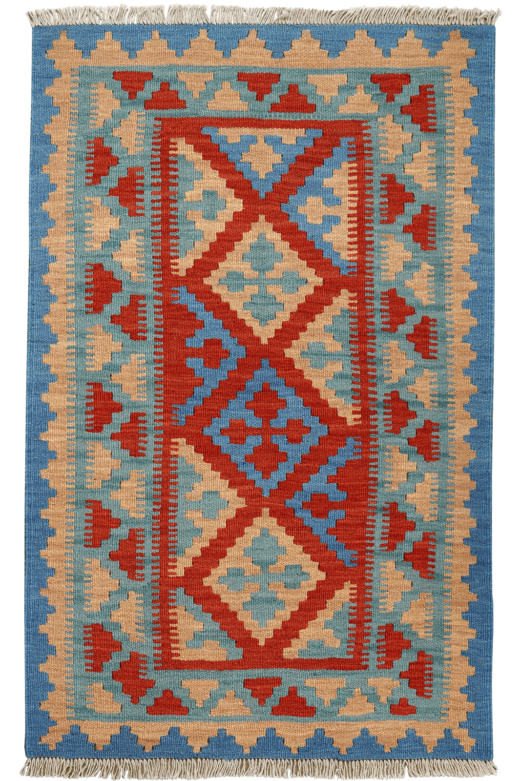 Kelim Gashgai — Handmade, 80x127 cm, Red, 100% Virgin Wool | Main view