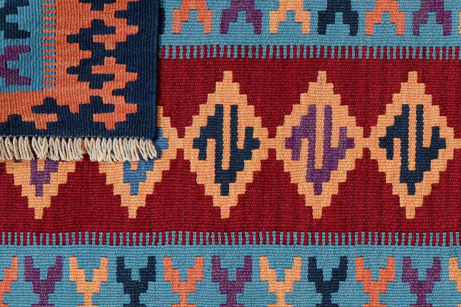 Kelim Gashgai — Handmade, 84x123 cm, Red, 100% Virgin Wool | View 6