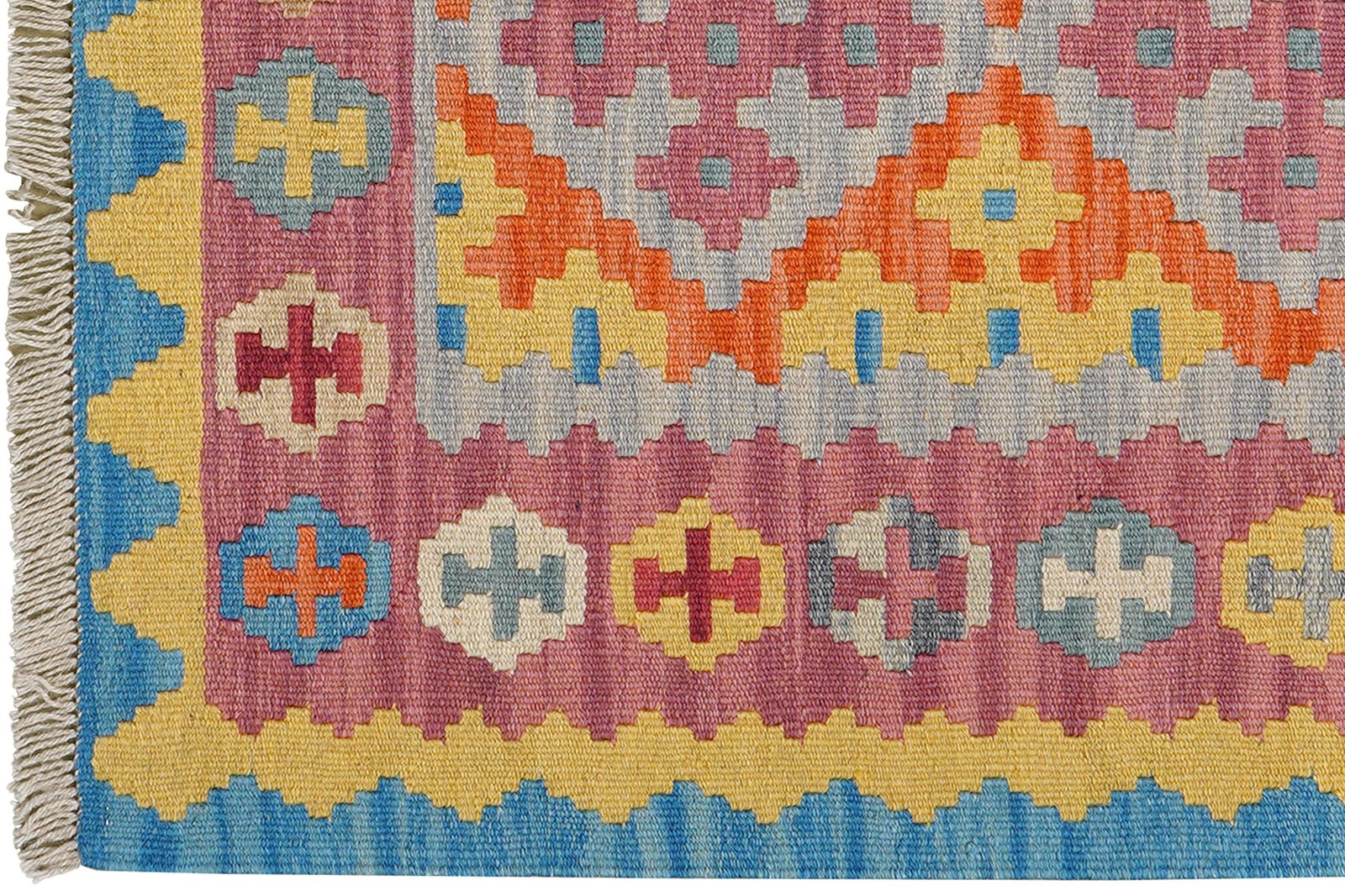 Kelim Gashgai — Handmade, 86x126 cm, Grey, 100% Virgin Wool | View 3