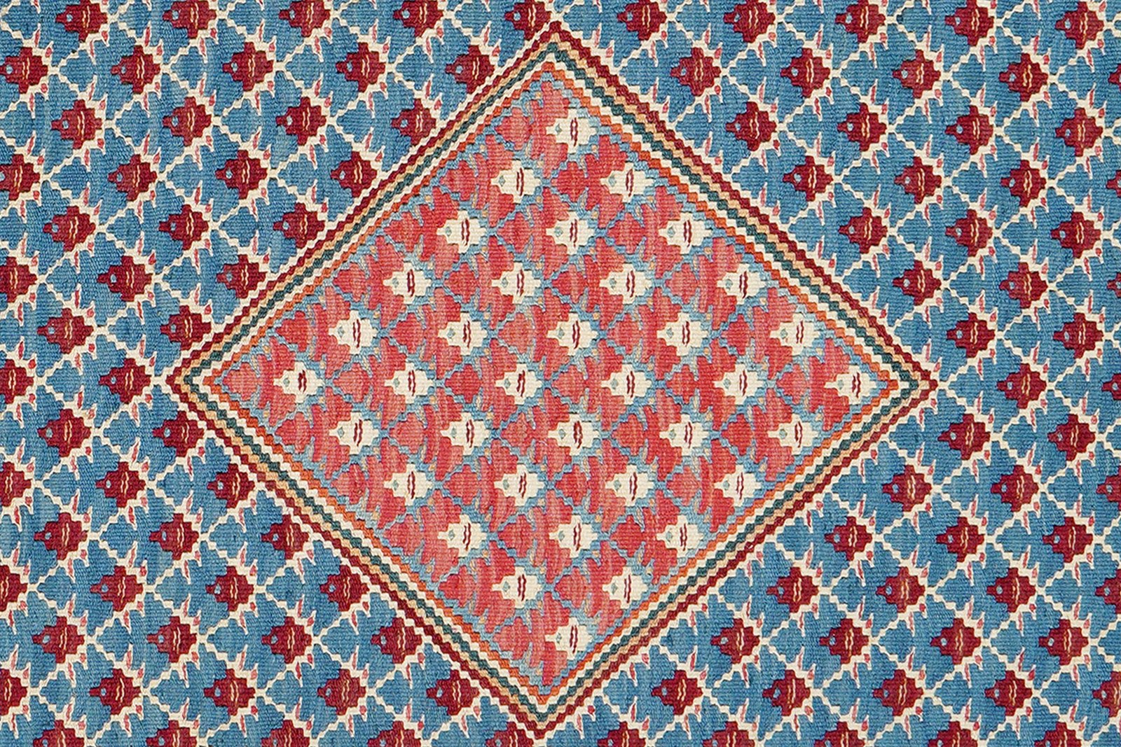 Kelim Senneh — Handmade, 107x160 cm, Blue, 100% Virgin Wool | View 5