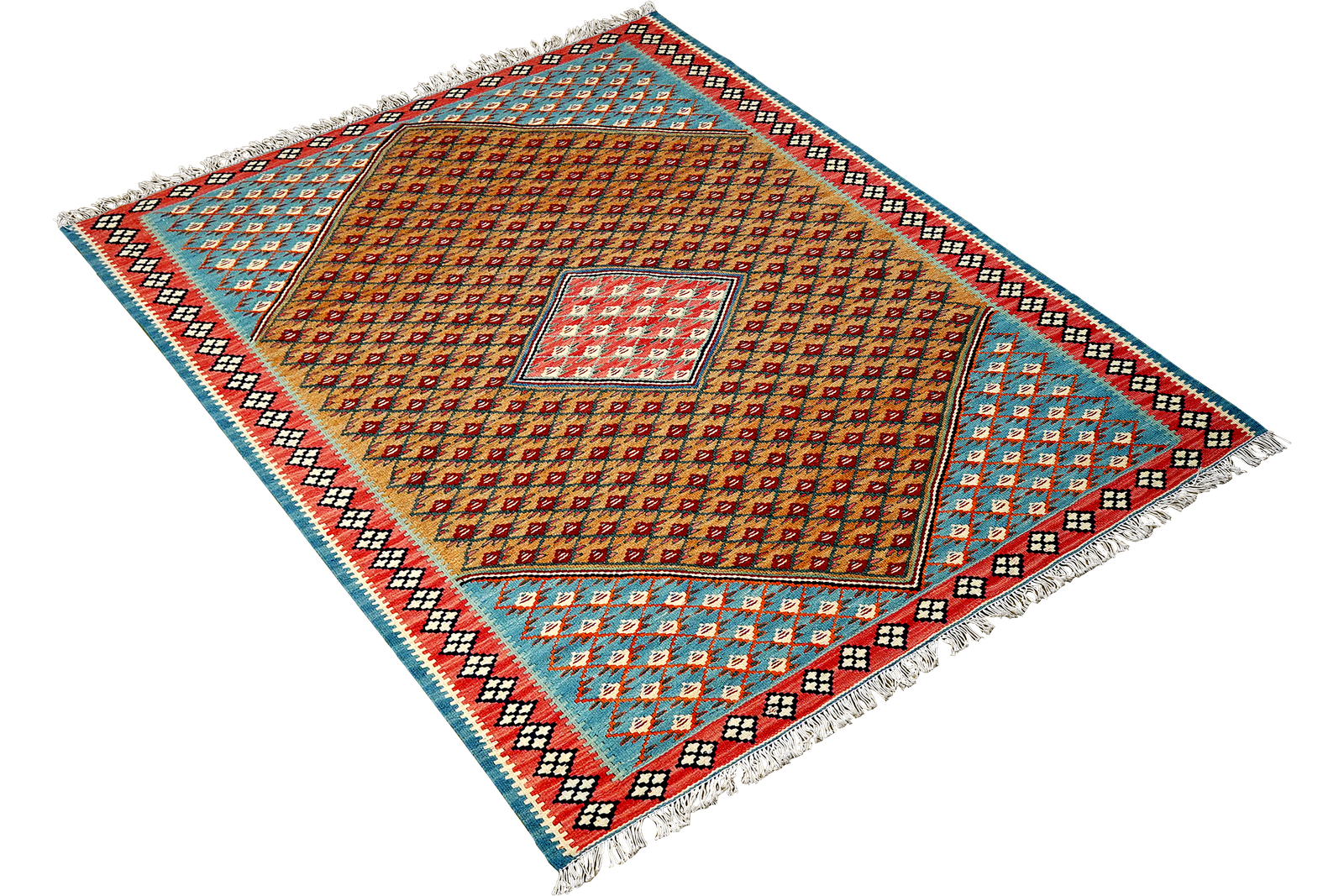 Kelim Senneh — Handmade, 100x157 cm, Brown, 100% Virgin Wool | View 4