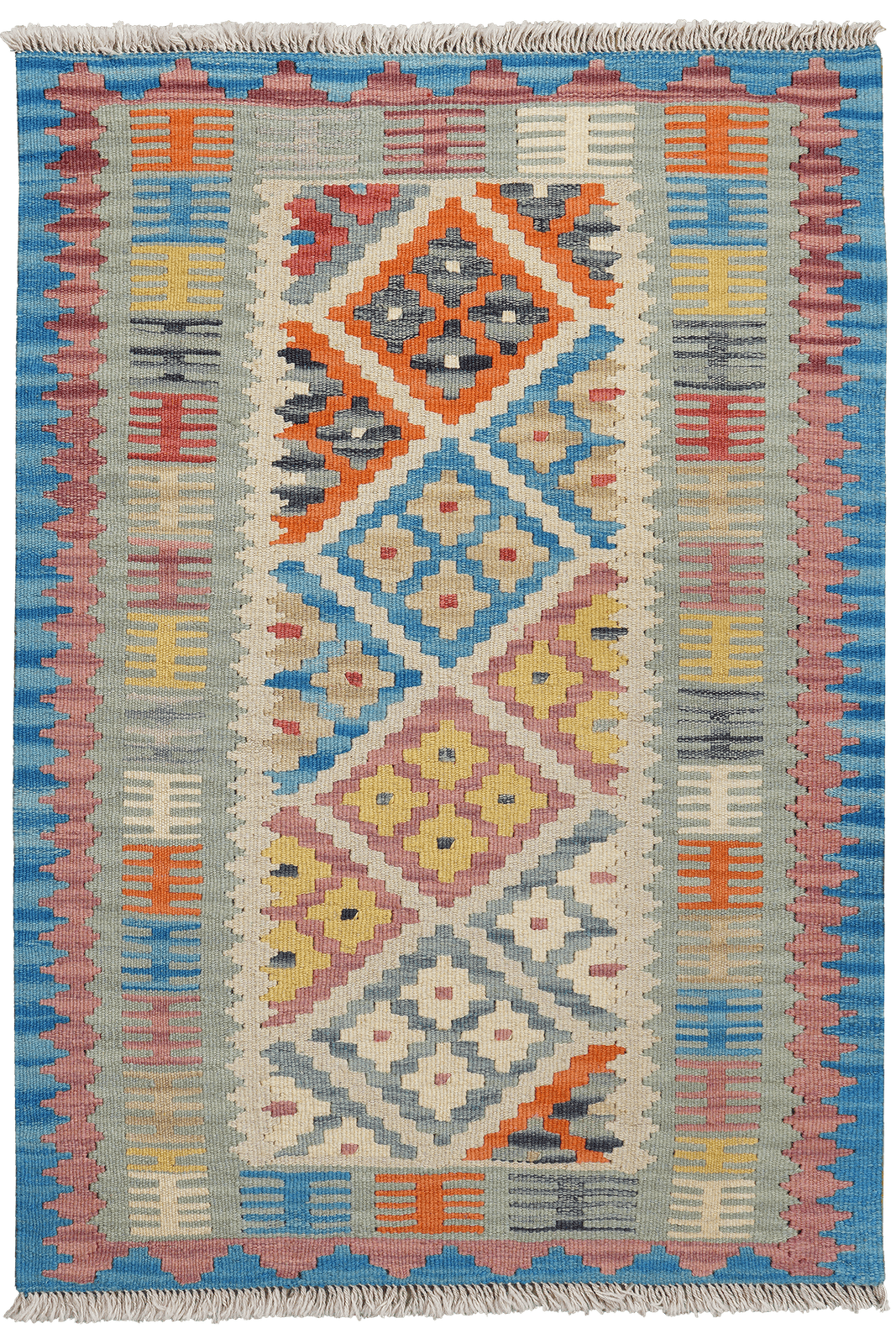 Kelim Gashgai — Handmade, 84x127 cm, Beige, 100% Virgin Wool | Main view